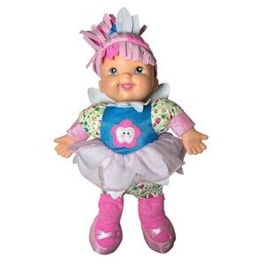 Goldberger Tooth Fairy Baby Doll Baby's First Soft Body Wings Pink Hair NO SOUND
